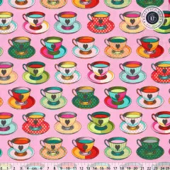 Tula Pink Baumwollstoff - Curiouser and Curiouser - Tea Time Wonder - Pink Tula Pink Baumwollstoff - Curiouser and Curiouser - Tea Time Wonder - Pink